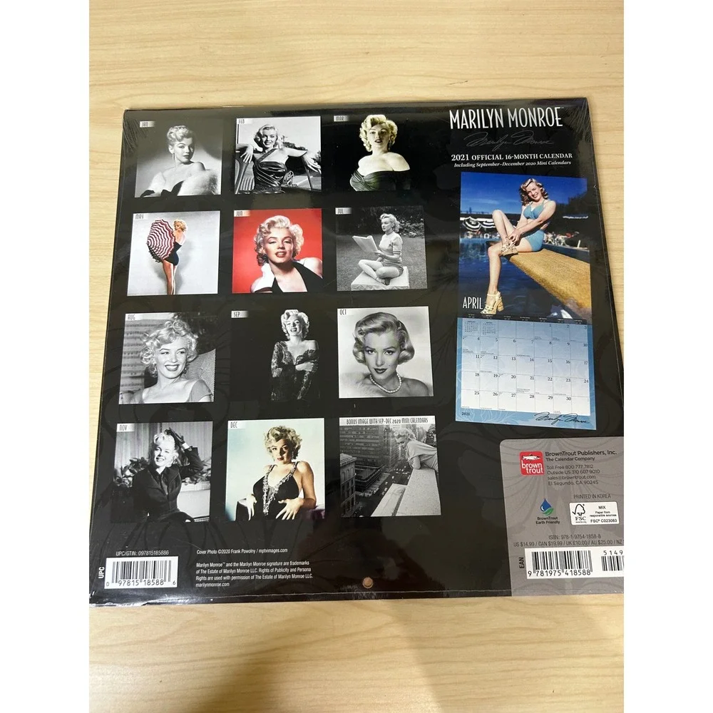 Marilyn Monroe 2021 Official‎ 16-Month Wall Calendar BrownTrout New Sealed